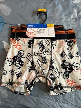 NWTS Wonder Nation Boys' Boxer Briefs Dirt Bike design  (3-Pack) Sz L 10-12